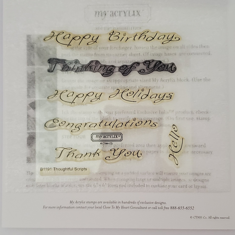 Close To My Heart Thoughtful Scripts Clear Acrylic Stamps B1191